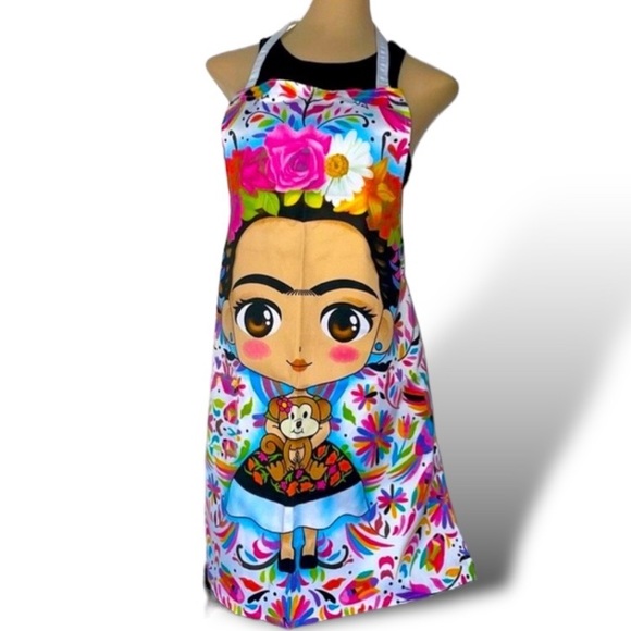 Frida Khalo Kitchen Apron Fridita Mandil Playful handmade Adult Pockets garment* - Picture 1 of 10
